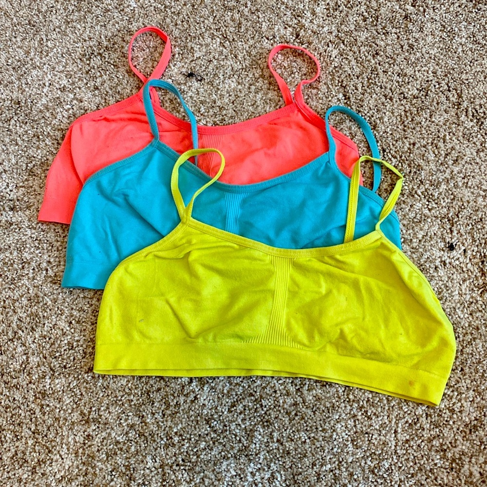 💛💙🧡Sport bra bundle🧡💙💛 (three pack) (neon, orange, neon, yellow, blue)